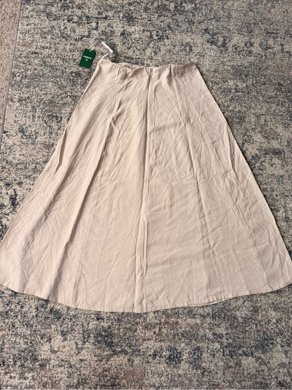 Halara Women’s XL Regular Beige Solid Long A-Line Skirt Zip Zipper Twill